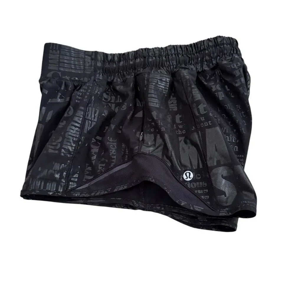 LULULEMON  20th MANIFESTO Hotty Hot II Black Foil Shorts Size 6 Small